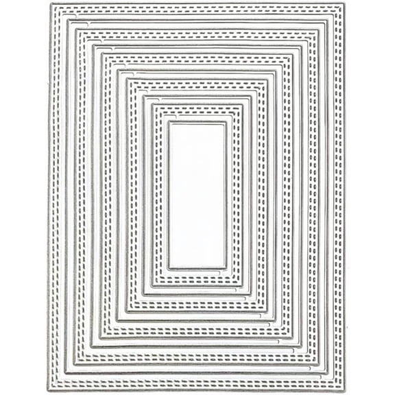 Rectangle Frame Metal Cuts, Rectangular Scallops Stitched Nesting Tag Background Dies for DIY Scrapbooking Album Decorative Embossing Paper Card Making