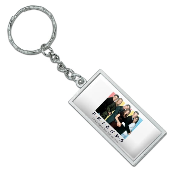 Rectangle  Friends It's All About Friends Keychain in Chrome Plated Metal