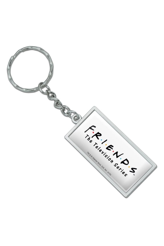 Rectangle Friends Logo Keychain in Chrome Plated Metal