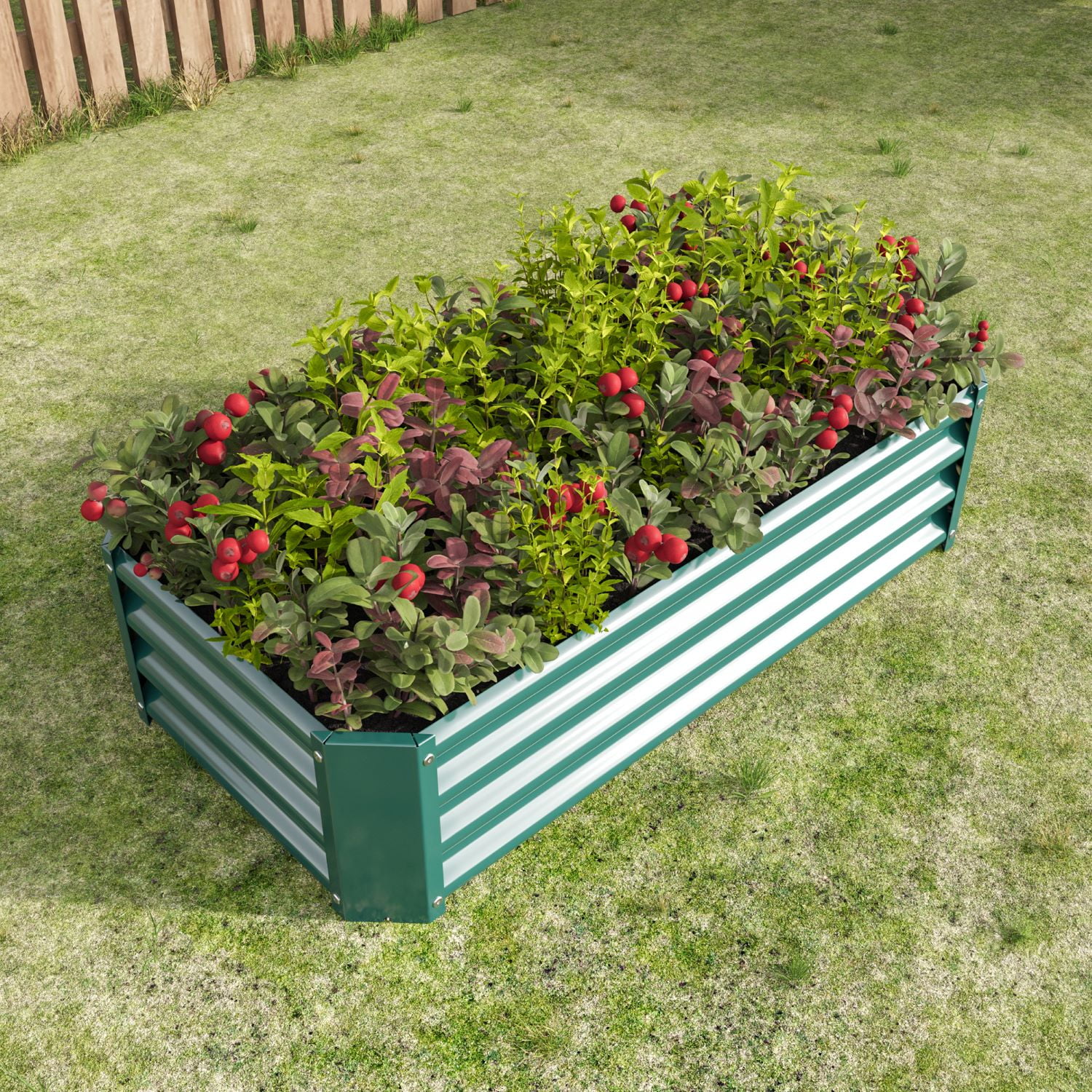 Rectangle Galvanized Raised Garden Bed Kit Outdoor Metal Planters Boxes for Outdoor Plants Green