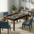 thumbnail image 1 of Rectangle Game Table, Board Game Table with Removable Table Top for 4–6 Players, Gaming and Dining Table with Solid Wood Legs, Non-Slip Play Mat, Rotating Cup Holders, Rustic Brown, 1 of 10