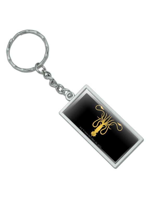 Rectangle Game of Thrones Greyjoy Sigil Keychain in Chrome Plated Metal