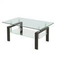 thumbnail image 1 of Rectangle Glass Coffee Table, Modern Side Coffee Table For Living Room, 2-Tier Tea Table With Tempered Glass Tabletop, Lower Shelf For Living Room, 1 of 6