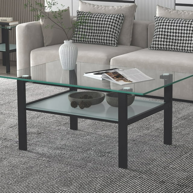 Rectangle Glass Coffee Table for Living Room, Center Table, Sofa Table