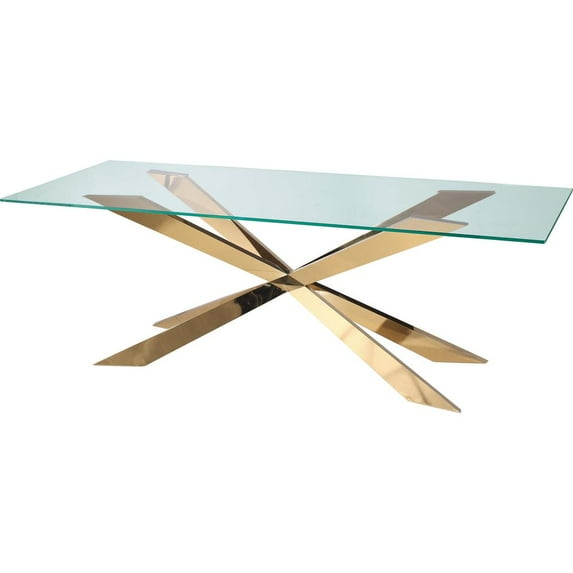Rectangle Glass Dining Table with Gold Base