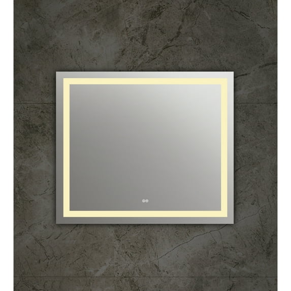 Rectangle Glass Wall Mirror with Warm White LED Light, Clear