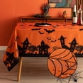 thumbnail image 1 of Rectangle Halloween Tablecloth - Haunted House Decorative Holiday Table Cloth, Waterproof and Washable Fabric Table Cover for Party Kitchen Dining Room Indoor, 60 x 102 Inch, 1 of 6