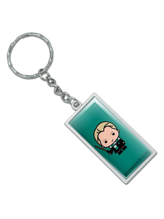 Rectangle Harry Potter Draco Cute Chibi Character Keychain in Chrome Plated Metal