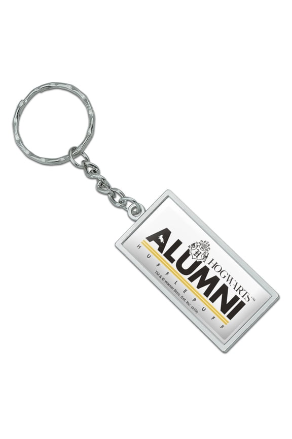 Rectangle Harry Potter Hufflepuff Alumni Keychain in Chrome Plated Metal