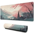 thumbnail image 1 of Rectangle Ink Painting Cherry Blossom Scenery Mouse Mat, Japanese Cherry Blossom Large Non-Slip Rubber Gaming Mouse Pad with Stitched Edges, Office Mouse Pad for Women Men Kids, 31.5x11.8in, 1 of 7