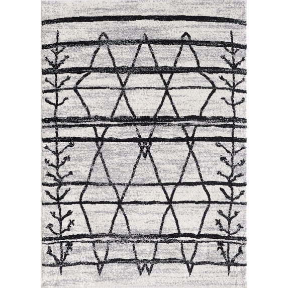 Rectangle Isabella White Boho 5 ft. x 7 ft. Area Rug for Entryway, Living Room, Dinning Room, etc.