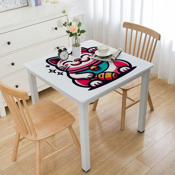 Rectangle Japanese Noren Tablecl Stainproof Tablecloths,Wipeable Table Cloth Wrinkle-Free for Round/Rectangle/Oval/Square/Dining/Party,Colored Traditional Lucky-Cats Blue