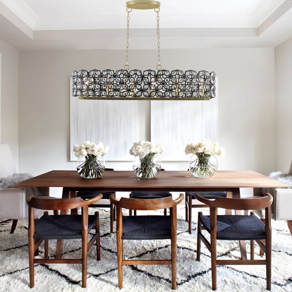 Rectangle K9 Crystal Chandelier Luxury Pendant Lamp Ceiling Light Dining Fixture