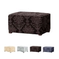 thumbnail image 1 of Rectangle Knitting Ottoman Slipcovers Stretch Ottoman Cover Footstool Pouf Cover-Coffee color-1 Piece, 1 of 7