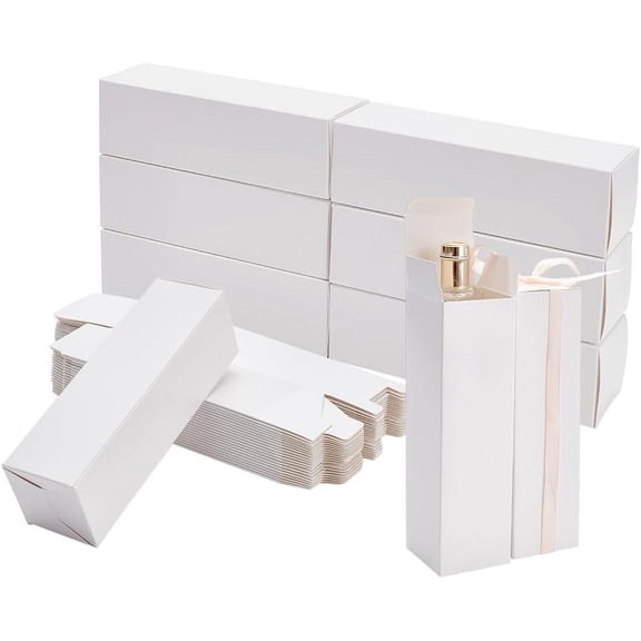 Rectangle Kraft Cardboard Box White 4.9x4.9x16.9cm DIY