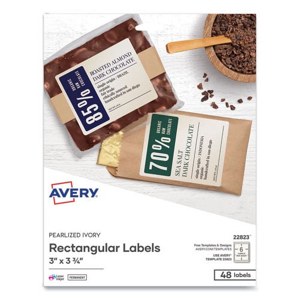 Rectangle Labels, Inkjet/laser Printers, 3 X 3.75, Pearl Ivory, 6/sheet ...
