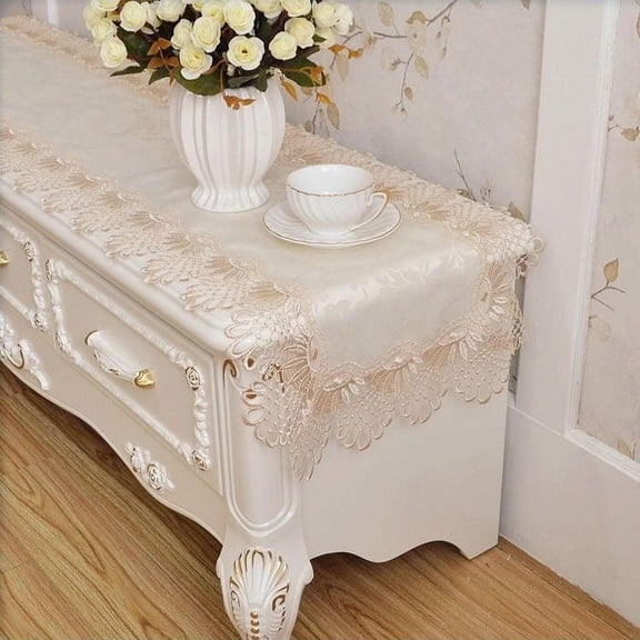 Rectangle Lace Table Runner Embroidered Coffee Tablecloth Table Centerpiece Placemat Nightstand Dresser Scarf Doily