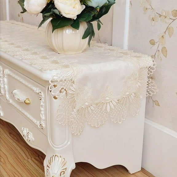 Rectangle Lace Table Runner Embroidered Coffee Tablecloth Table Centerpiece Placemat Nightstand Dresser Scarf Doily