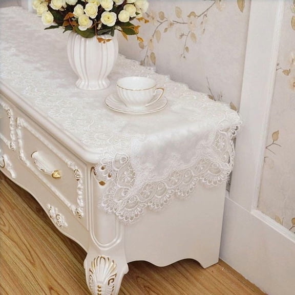 Rectangle Lace Table Runner Embroidered Coffee Tablecloth Table Centerpiece Placemat Nightstand Dresser Scarf Doily