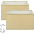 thumbnail image 1 of Rectangle Lamp Shades Set of 2, 16"L x 8"W x 10"H, Large Gold Lamp Shades for Table Lamps Bedside Lamps, Modern Replacement Lampshades for Floor Lamps, Spider, Harp Holders Included, Easy Assembly, 1 of 16