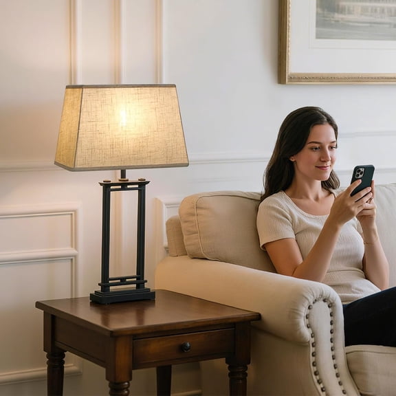 Rectangle Lamp Shades Set of 2, Top 7"x12.5", Bottom 9"x15", Height 10"Large Beige Lampshades for Table Lamps Floor Lamps, Square Lamp Shade Replacement, Spider, Harp Holders Included, Easy Assembly