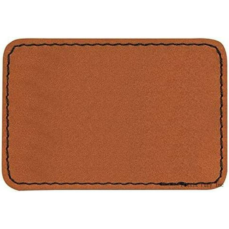 Rectangle Laserable Leatherette Patch with Adhesive, Blank Hat Patches,  Glowforge Laser Supplies, Faux Leather, 10 Pack, Rawhide