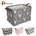 thumbnail image 1 of Rectangle Laundry Basket, 15" Baby Storage Basket for Girls, Waterproof Large Canvas Laundry Hamper for Nursery Clothes Toys College Dorms Organizer, Elk Arrow, 1 of 7