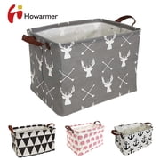 Rectangle Laundry Basket, 15" Baby Storage Basket for Girls, Waterproof Large Canvas Laundry Hamper for Nursery Clothes Toys College Dorms Organizer, Elk Arrow