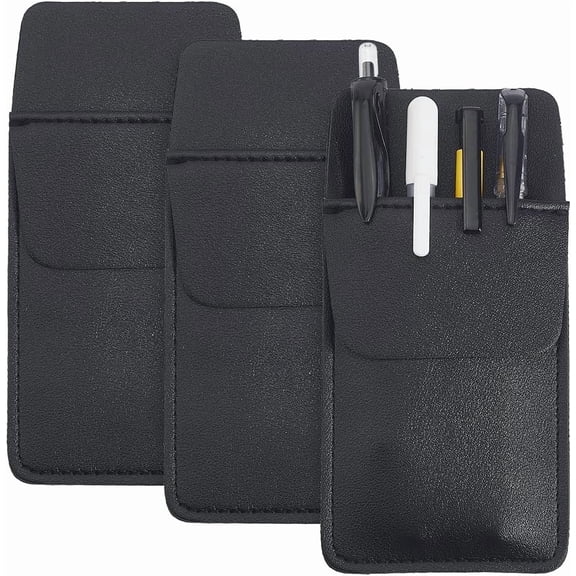 Rectangle Leather Pen Bag Stationery Storage Case Black 162x80x5mm for DIY