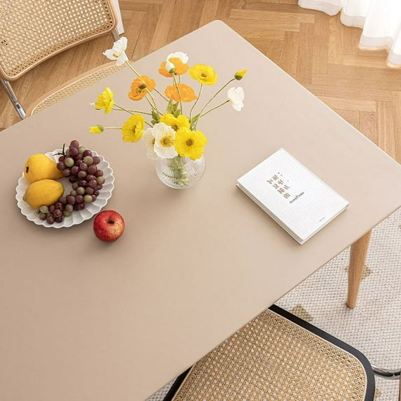 Rectangle Leather Tablecloth for Dinner Table Cloth Cover Stain Wrinkle Resistant Waterproof Oil-proof Desk Cover Desktop (milk coffee,70X120cm)