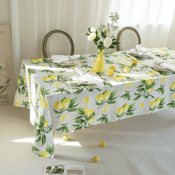 Rectangle Lemons Printed Table Cloth 60x84 Inch, Waterproof Yellow Lemonade Printed Rectangular Table Cloth, Washable Lemon Table Cover Lemon Theme Birthday Party Wedding Spring/Summer Table Décor