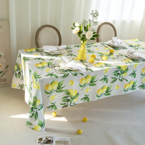 Rectangle Lemons Printed Table Cloth 60x84 Inch, Waterproof Yellow Lemonade Printed Rectangular Table Cloth, Washable Lemon Table Cover Lemon Theme Birthday Party Wedding Spring/Summer Table Décor