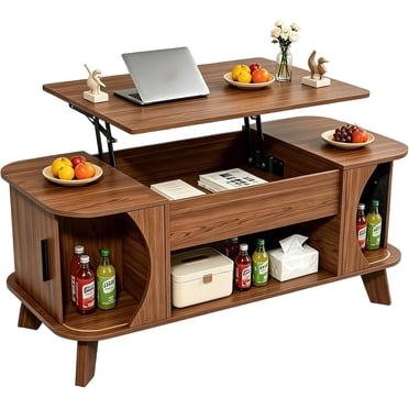 Jableast 39.4 Inch Oval Lift Top Coffee Table with Storage, Farmhouse ...