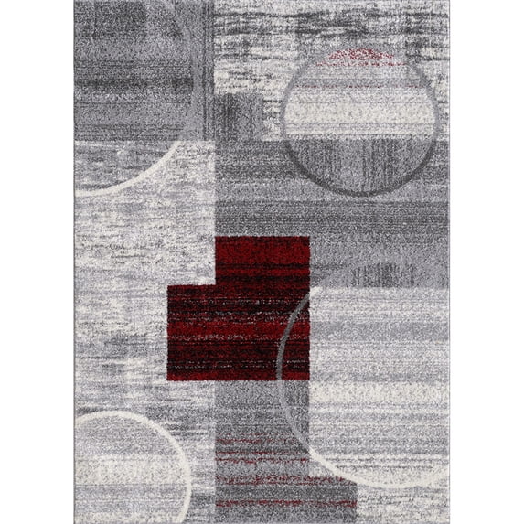 Rectangle Lydia Red Geometric 5 ft. x 7 ft. Area Rug for Entryway, Living Room, Dinning Room, etc.