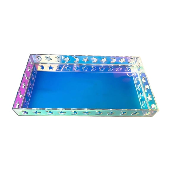 Rectangle Makeup Organizer Acrylic Vanity Tray for Bathroom Countertop Display Bedside Table Organization Supplies