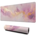 thumbnail image 1 of Rectangle Marble Mouse Mat, Pink and Gold Marble Large Non-Slip Rubber Gaming Mouse Pad with Stitched Edges, Office Mouse Pad for Women Men Kids, 31.5x11.8in, 1 of 7