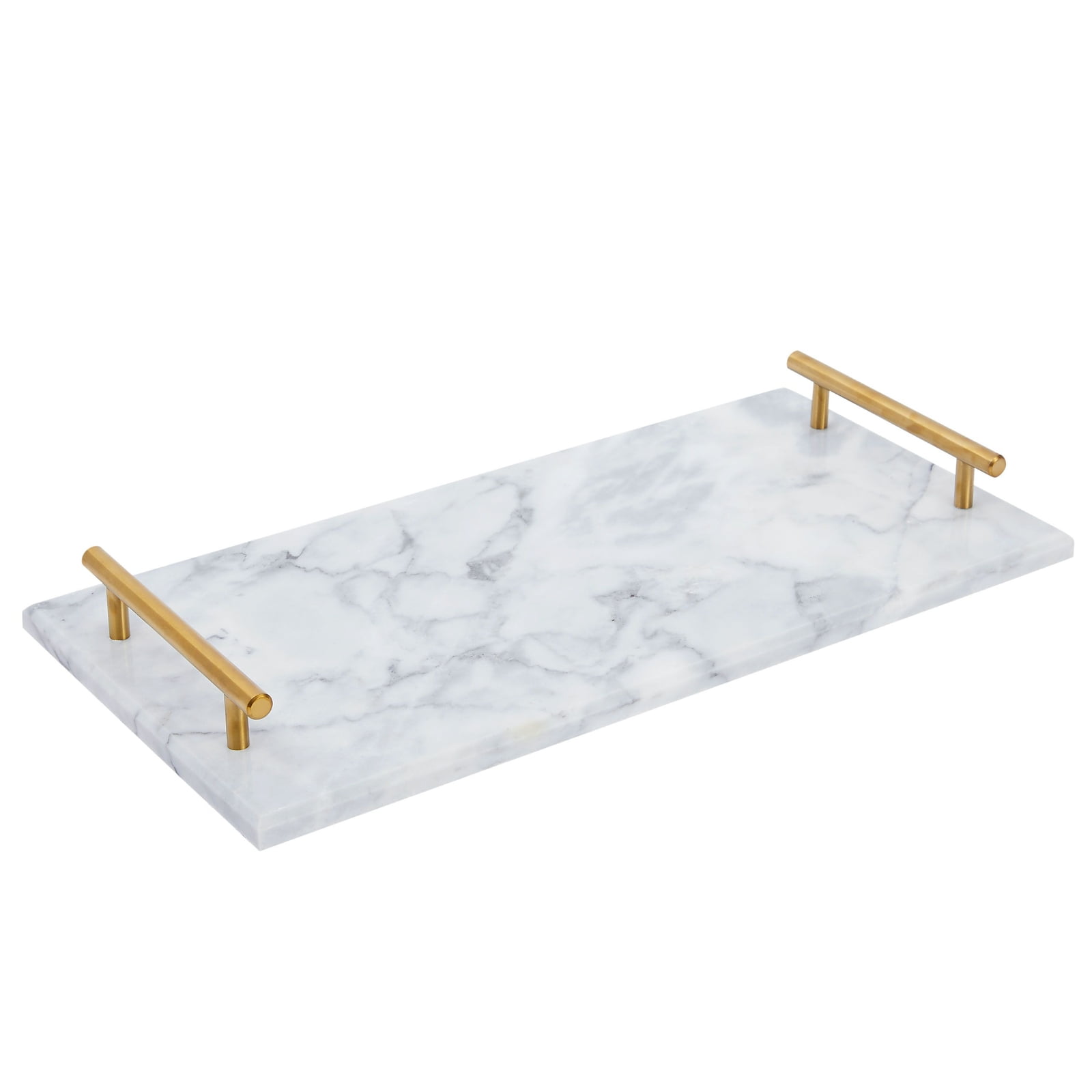 Marble Serving Tray with Gold Handles for Coffee Table, Kitchen