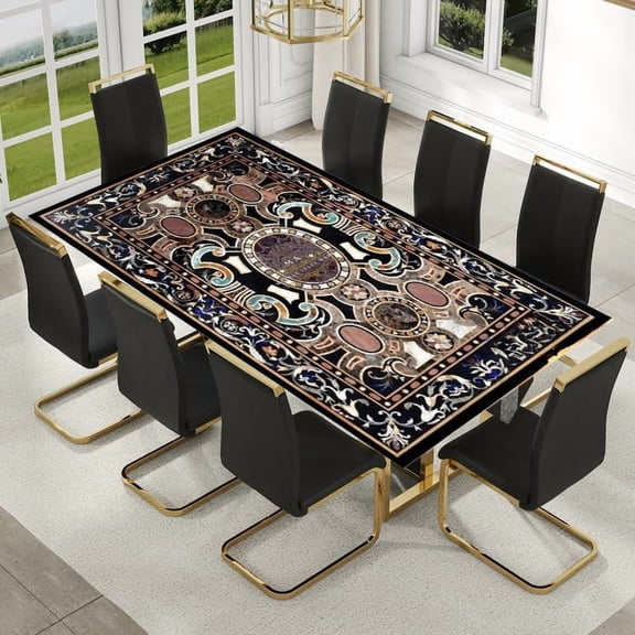 Rectangle Marquetry Art Table Top | Cottage Art and Crafts Center Table Top for Elegant Home Decor-36x60 Inch