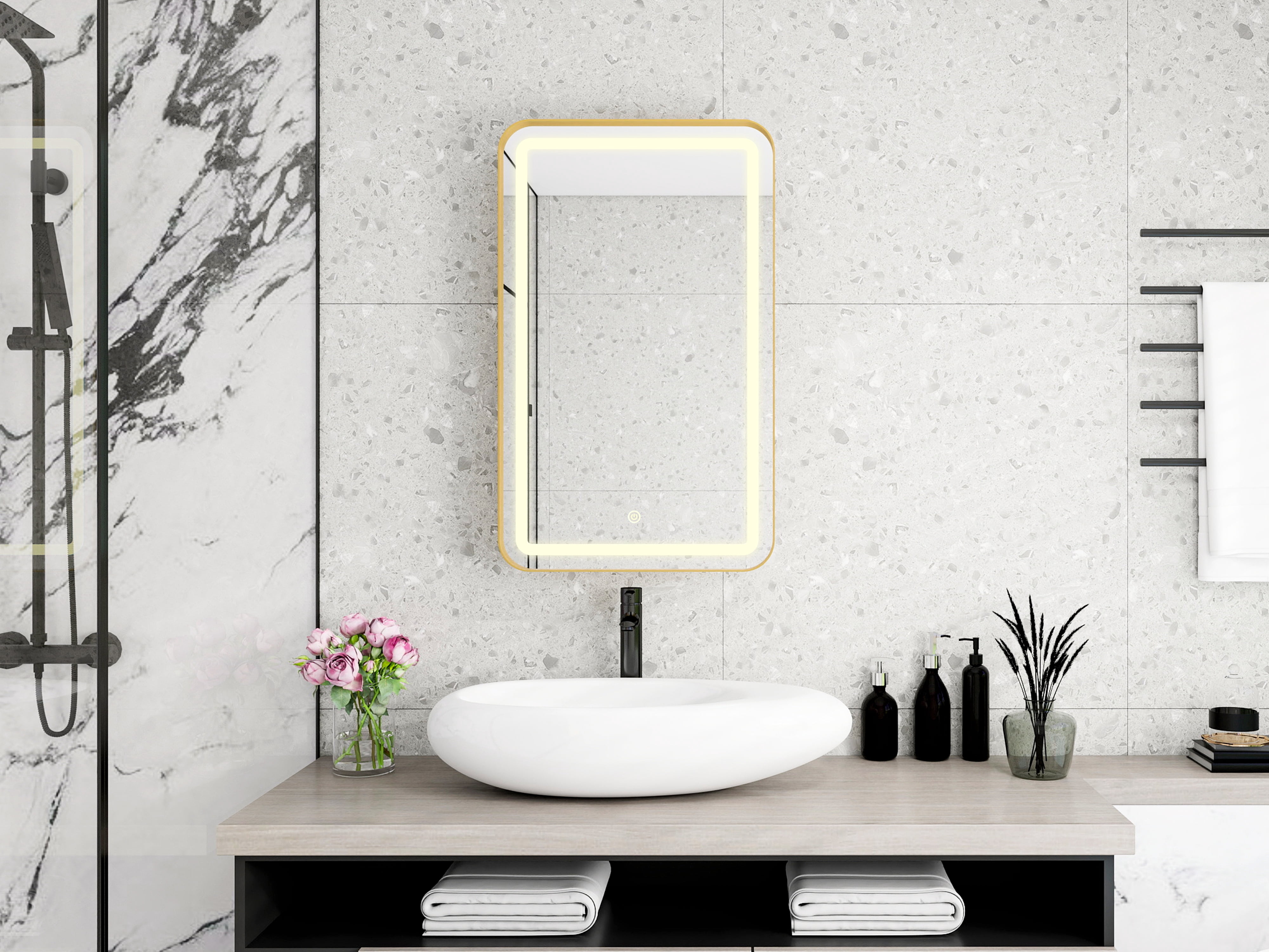 Rectangle Medicine Cabinet Mirror Bathroom Mirror with Storage Wall Mounted Medicine Mirror ...