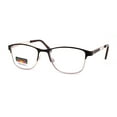 thumbnail image 1 of Rectangle Metal Half Rim Spring Hinge 3 Multi-Focal Progressive Reading Glasses Brown Gold +1.5, 1 of 3