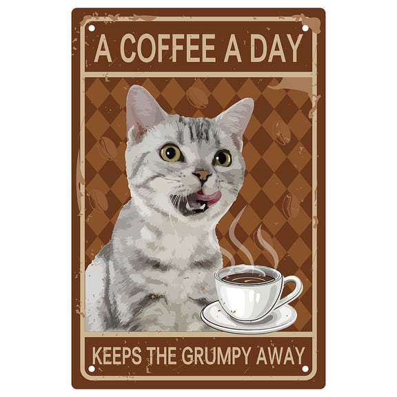 Rectangle Metal Iron Sign Poster for Home Wall Decoration Cat Pattern 300x200x2.2mm for DIY