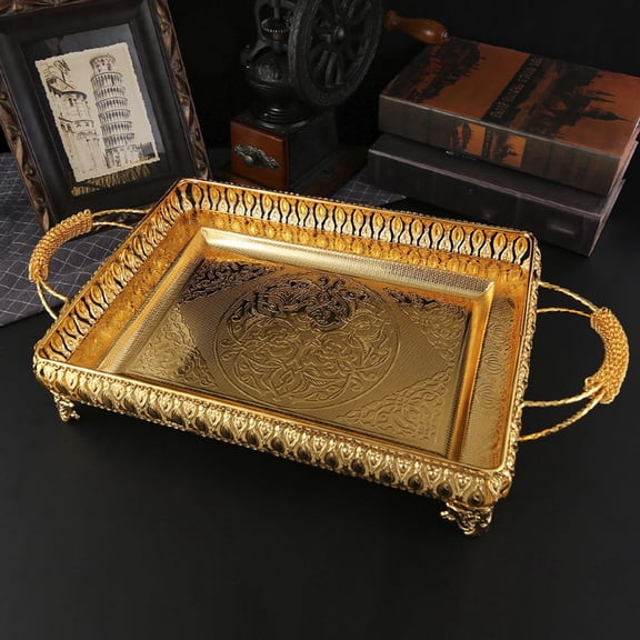 Rectangle Metal Serving Tray, Metal Serving Tray Space Saving for Party, Party Metal Serving Tray, Food Metal Serving Tray