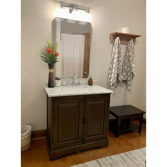 Rectangle Mirror Wall Mounted, Large Size Bathroom Vanity Wall Mirror with Rounded Corner Metal Frame 24" x 32" - Silver