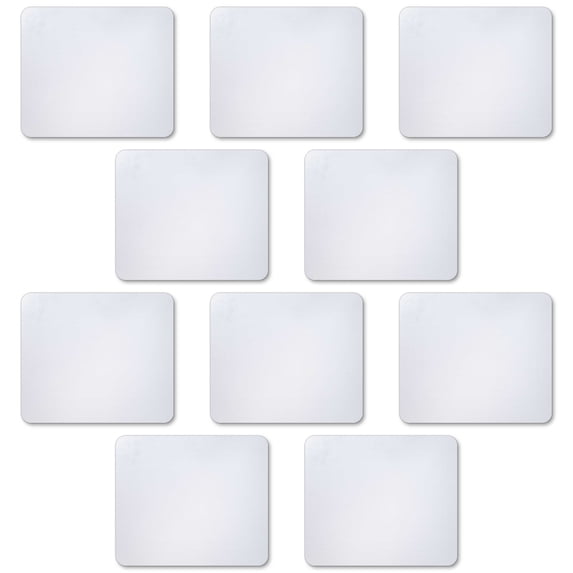 Rectangle Mousepads Set of 10, Bulk Pack - Great Gift for Employees, Clients, and for Tradeshows - White
