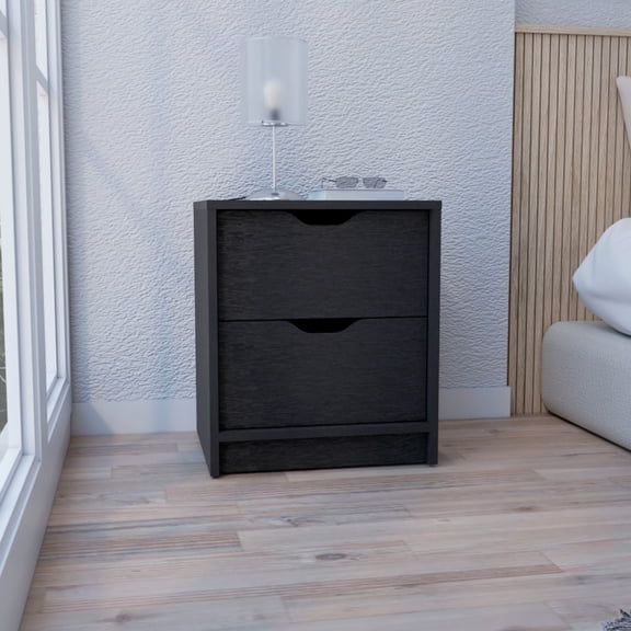 2-Drawer End Table | Perfect for Bedroom Nightstand or Living Room Setup | Durable Laminated Particle Board | Keeps Things Organized in Tight Spaces