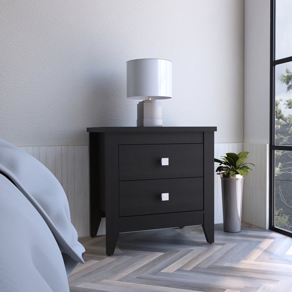 Rectangle Nightstand | Button Knob Drawers for Bedroom | Laminated Particle Board | Solve Limited Space Storage