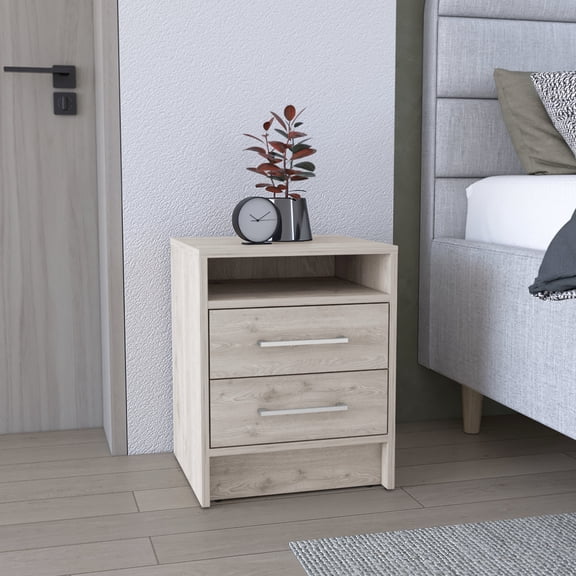 Rectangle Nightstand with 2 Spacious Drawers / Maximize Bedroom Storage Efficiency