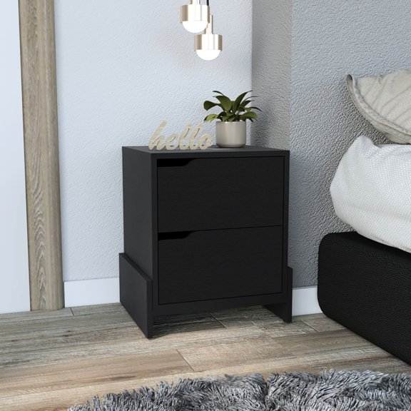 Rectangle Nightstand with 2 Spacious Drawers | Store Bedroom Essentials | Durable Manufactured Wood | Match Bedroom Decor