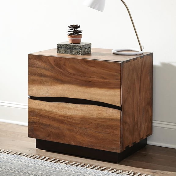 Rectangle Nightstand with USB Port and 2 Drawers / Ideal for Bedroom Use