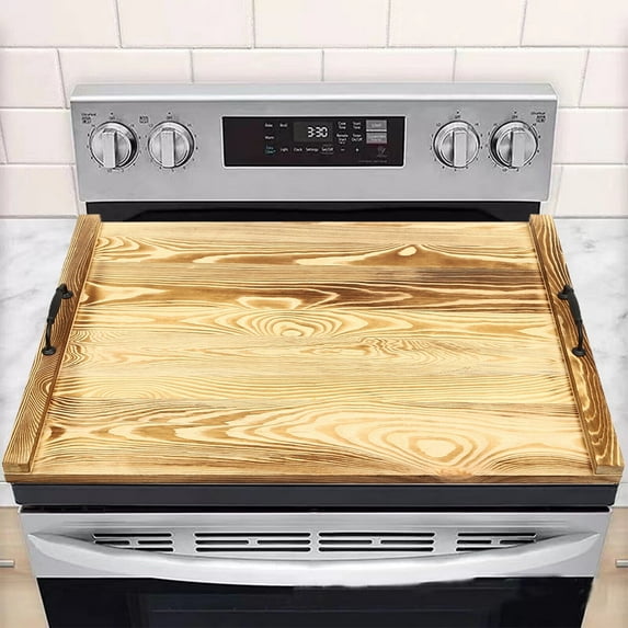 Noodle Board Stove Cover, Pine Wood Stove Top Cover for Electric & Gas Stoves, Extra Counter Space, Easy to Clean